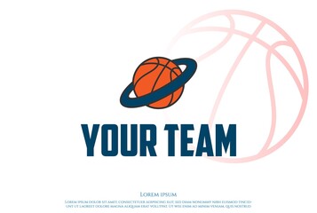 Simple Minimalist Basket Ball Planet for Basketball Sport Club Team Store Logo Design Vector