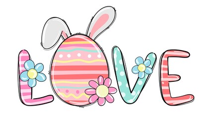 Draw love eggs with colorful for Easter Printable T shirt