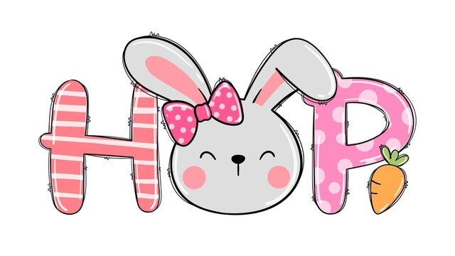 Draw face cute bunny for Easter Printable girl T shirt