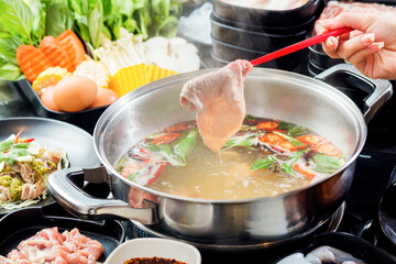 Mixed Shabu on the table ready to eat