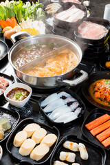 Mixed Shabu on the table ready to eat