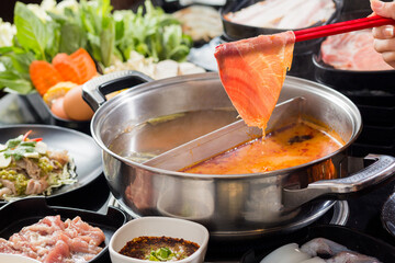 Mixed Shabu on the table ready to eat