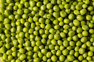 green peeled peas, top view, close-up
