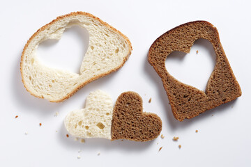 Bread with a heart-shaped cut