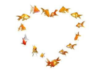 Goldfishes Set (Heart Shaped Frame Background) - Wedding Invitation