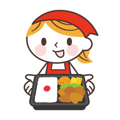 Woman selling a bento 弁当屋さんの女性