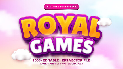 royal games  editable text effect cartoon comic game title template style
