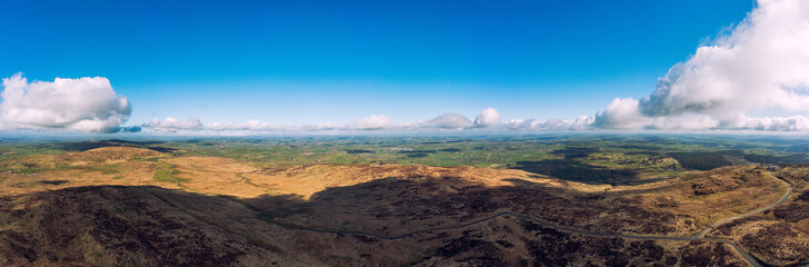  Panoramic view of Spring slieve croob  sunny  countryside ,Northern Ireland