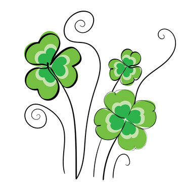 green clover flowers on white background clip art preview