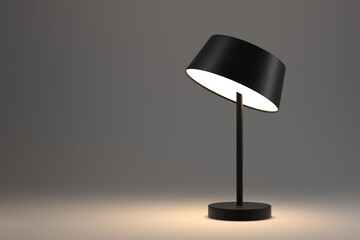 modern black led light lamp. desktop led lighting. illuminated work place. copy space