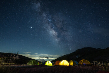 starry sky in tha camp site