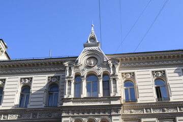 details of the facade of the building, the old town, the history of architecture