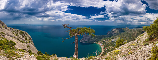 Photo panorama of large resolution for large-format printing, Crimea, summer landscape