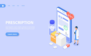 Rx medical prescription. The doctor sends the patient prescription to the smartphone.