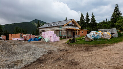 Fototapeta na wymiar TERCHOVA, SLOVAKIA - JULY 3, 2021: Slovakia mountain hut 