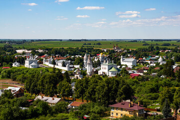 Panorama of the city of Suzdal in summer, top view. Beautiful landscape of the city of Suzdal in...