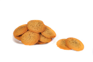 Biscuits on plate white background