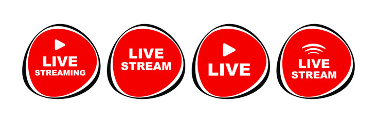 Live streaming sign on white background