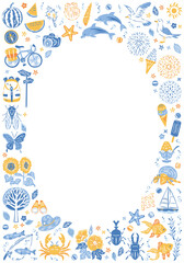 夏のイラストフレーム　縦