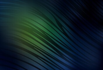 Fototapeta premium Dark Green vector background with curved lines.
