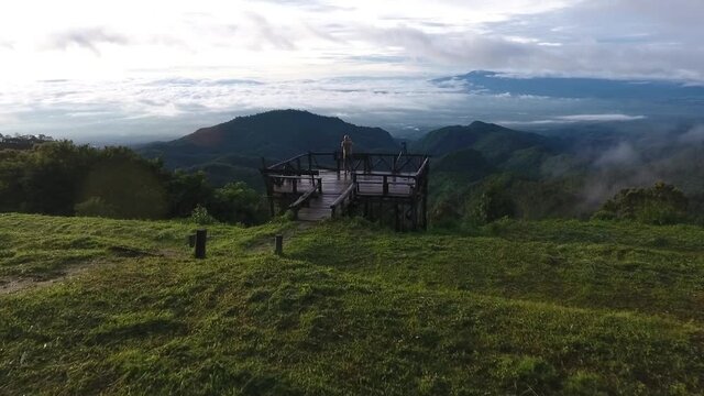 Morning view on Monson viewpoint at Doi Angkhang mountain Chiangmai, Thailand 