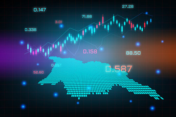 Stock market background or forex trading business graph chart for financial investment concept of Georgia map. business idea and technology innovation design.