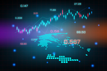 Stock market background or forex trading business graph chart for financial investment concept of Greece map. business idea and technology innovation design.