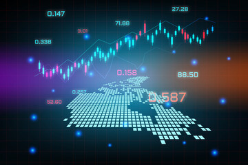 Stock market background or forex trading business graph chart for financial investment concept of Canada map. business idea and technology innovation design.