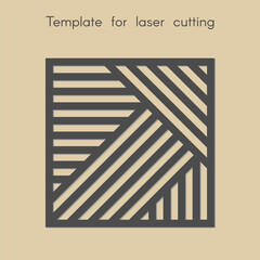 Template for laser cutting. Stencil for panels of wood, metal.  Square background for cut. Decorative stand. Vector illustration.