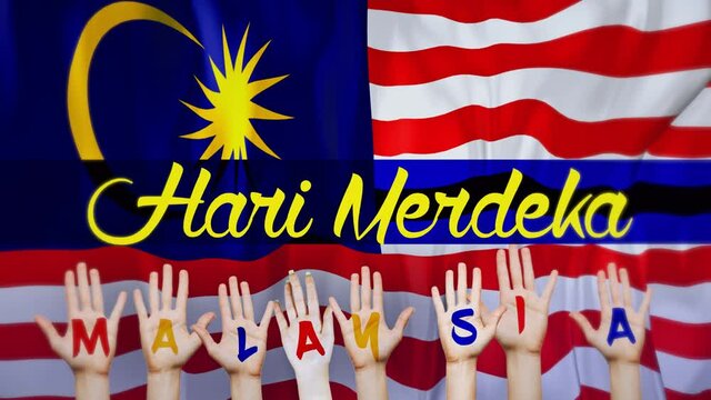 Hari Merdeka (Malaysia National Day)
Malaysia flag is waving 3D animation. Malaysia flag waving in the wind. with waving hand arranging word MALAYSIA 31 August