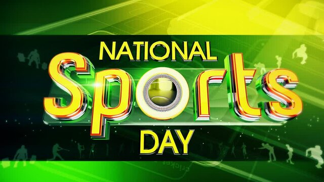 National Sports Day Sports Day  Text  with 3d rotating Sport icons 
29 August