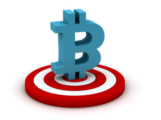 3d rendering bitcoin symbol on target