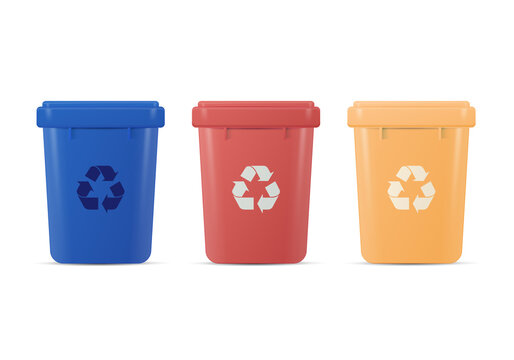 Recycle bin garbage container set. Colored illustration. Isolated on white background.