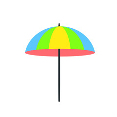 Beach umbrella. Color design. Summer accessory for sun protection. Flat cartoon illustration isolated on white
