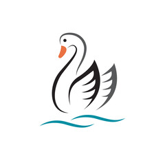 Vector of swan design on white background. Easy editable layered vector illustration. Wild Animals. Birds, Animal.