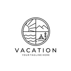 Summer travel vacation vector logo concept illustration design