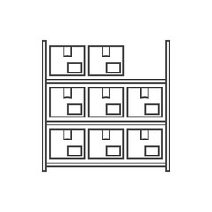 Icono con cajas de cartón en estante con lineas de color gris © teracreonte