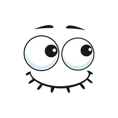 Obraz premium Emoticon face with popped-eyes and shut mouth looking aside isolated emoji icon. Vector worried or thoughtful human face expression, positive emotions and closed mouth. Cheerful smiley portrait