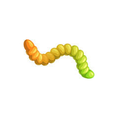 Gummy marmalade cartoon color worm isolated Halloween treat or trick sweet or sour dessert. Vector jelly worm candy, chewing multicolor confectionery snake, rainbow sugar gum realistic icon
