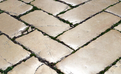 Obraz premium Ancient stone pathway from the middle ages, historical monument in the Croatian Dalmatia