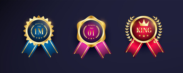 Fototapeta premium Achievement Gold Medal award set vector