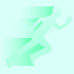 Fototapeta na wymiar Emergency care concept. Doctor running to help his patioents. Male doctor surgeon in uniform with stethoscope. Emergency medical services gradient vector illustration.