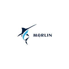marlin fish logo design. logo template