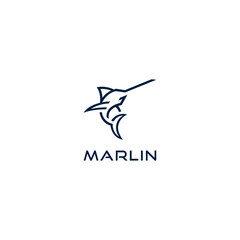 marlin fish logo design. logo template