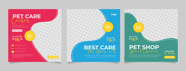 Pet shop banner for social media instagram post template