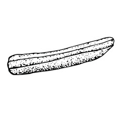 Spanish dessert for breakfast churros, vector illustration, hand drawing sketch