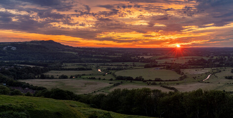 July sunset from Malling Down near Lewes on the South Downs, East Sussex, south east England © SuxxesPhoto