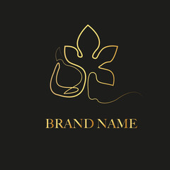 Luxurious golden line logo design with simple and modern fig shape in circle. Fresh fig icon. Fruit foliage label or logo. Sketch for printing, t-shirts, typography or menus. Label design.