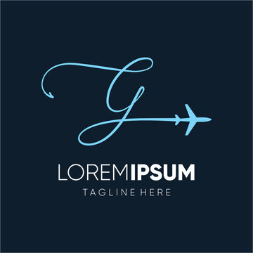 Letter Handwriten G Initial Jet Plane Logo Design Vector Icon Emblem Illustration Graphic 