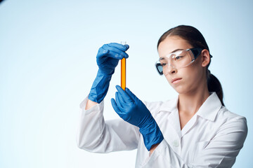 woman laboratory assistant research science diagnostics technology